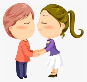 Kiss Png Cartoon - Colored Holding Hands Couple, Transparent Png, Transparent PNG