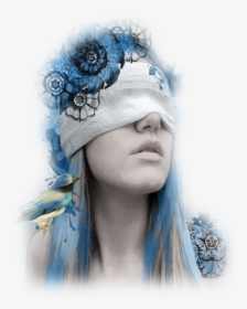 #woman #girl #female #blindfold #blindfolded #blue - Headpiece, HD Png Download, Transparent PNG