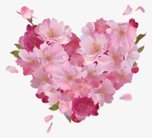 Free Png Pink Flower Heart Png - Pink Heart And Flowers, Transparent Png, Transparent PNG