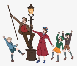 Mary Poppins, Jack, John, Georgie, Annabel Tripping - Mary Poppins Returns Artwork, HD Png Download, Transparent PNG