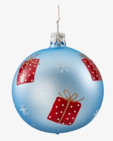 Glass Bauble Light-blue Matt With Presents, 7 Cm - Christmas Bauble, HD Png Download, Transparent PNG