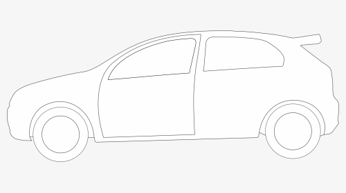 Line Art,angle,compact Car - Car Outline White Png, Transparent Png, Transparent PNG