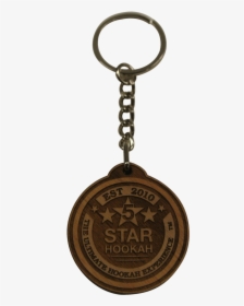 5 Star Hookah Wooden Round Key Chain - Chain, HD Png Download, Transparent PNG