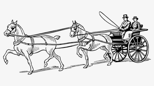 Horse Pulling Wagon Coloring Pages - Horse And Carriage Clipart Black And White, HD Png Download, Transparent PNG