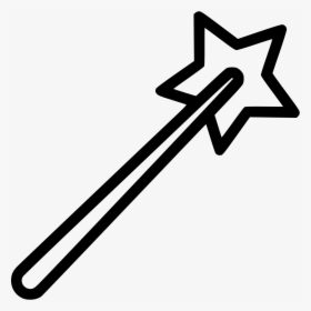 Wizard Magic Wand Stick Stars Tool - Magic Wand Black And White Transparent Background, HD Png Download, Transparent PNG
