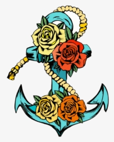 #anchor #tattoo #tattoos #ink #inkart #oldfashioned - Rose Anchor Tattoo Stencil, HD Png Download, Transparent PNG