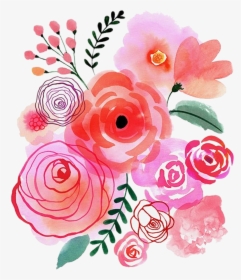 Roses Watercolor Flowers Freetoedit - Watercolor Flower Bouquet Pink, HD Png Download, Transparent PNG