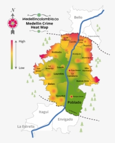 How Safe Is Medellin - Medellin Heat Map, HD Png Download, Transparent PNG
