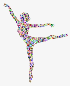 Polychromatic Tiled Lithe Dancing Woman Silhouette - Transparent Background Dancing Woman Silhouette, HD Png Download, Transparent PNG