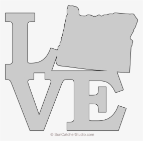 Oregon Love Map Outline Scroll Saw Pattern Shape State - Oregon State Stencil, HD Png Download, Transparent PNG