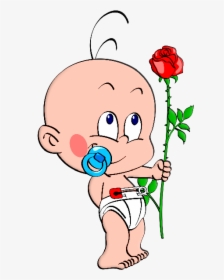Cute Baby With Flowers Cartoon Cliprt Imagesre On - Cute Baby With Flowers Cartoon, HD Png Download, Transparent PNG
