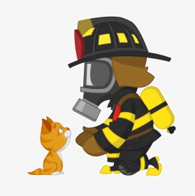 Firefighter And Kitten Firefighter And Kitten - Firefighter Png, Transparent Png, Transparent PNG