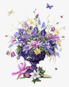 Transparent Flower Arrangement Clipart - Vintage Flower Flower Vase Png, Png Download, Transparent PNG