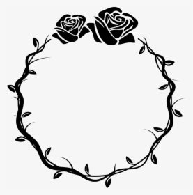 Circular Flowers Ornamental Frame - Circle Flower Rose Black, HD Png Download, Transparent PNG