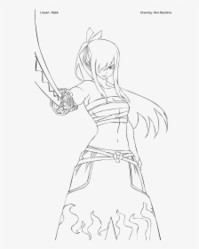 Erza Scarlet Coloring Pages - Fairy Tail Erza Outline, HD Png Download, Transparent PNG