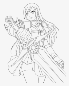 Erza Scarlet Fairy Tail Coloring Pages Sketch Coloring - Erza Scarlet Coloring Pages, HD Png Download, Transparent PNG