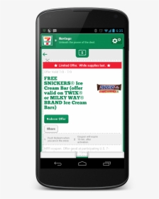 Hurry For Your Free Snickers Ice Cream Bar While Supplies - 7 Eleven App Coupon, HD Png Download, Transparent PNG