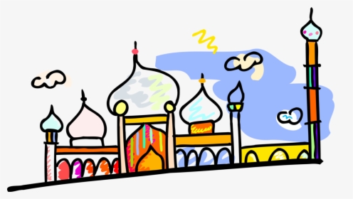Vector Illustration Of Mosque Place Of Worship For - Mosque Vector Cartoon Png, Transparent Png, Transparent PNG