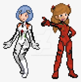 Vector Freeuse Stock Ayanami Rei And Langley - Asuka Evangelion Pixel Art, HD Png Download, Transparent PNG