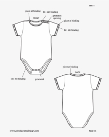 Baby Onesie Sketch - Onesie Front And Back Template, HD Png Download, Transparent PNG