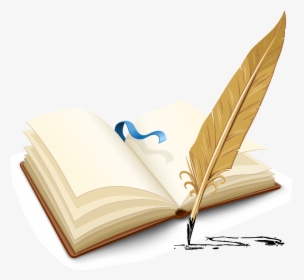 Cartoon Book Feather Pen Element - Book And Feather Pen, HD Png Download, Transparent PNG