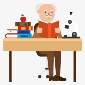 Professor On Desk Cartoon, HD Png Download, Transparent PNG