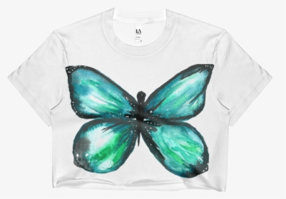 Green Butterfly Edgy Ladies Crop Top - Lycaenid, HD Png Download, Transparent PNG
