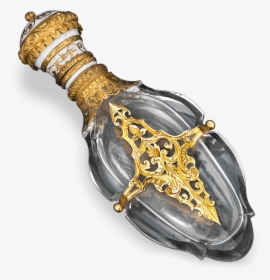 Cut Glass And Gold Perfume Vial - Antique Perfume Vial, HD Png Download, Transparent PNG
