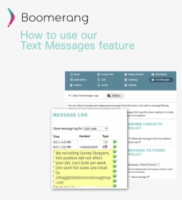 Howto Use Text Messages Feature - Boomerang, HD Png Download, Transparent PNG