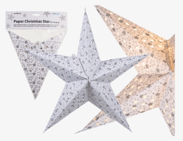 White Paper Christmas Star With Silver Coloured Star - White Christmas Star Paper, HD Png Download, Transparent PNG