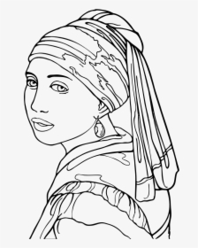 Girl With Pearl Earring By Gimpworkshop Line Art, HD Png Download, Transparent PNG