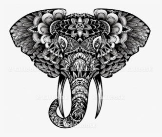 Elephant Head Png - Tribal Elephant Head Tattoo, Transparent Png, Transparent PNG