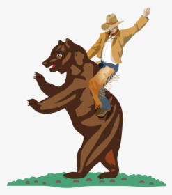 Ride The Bear - Cowboy Riding A Bear, HD Png Download, Transparent PNG