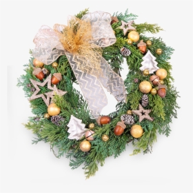 Gold Christmas Wreath - Wreath, HD Png Download, Transparent PNG