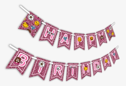 Girl Pink Glitter Emoji Happy Birthday - Girl Happy Birthday Banner, HD Png Download, Transparent PNG