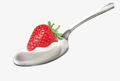 Strawberry With Yogurt Png , Png Download - Strawberry Yogurt On Spoon, Transparent Png, Transparent PNG