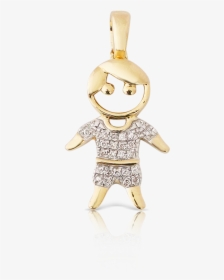 10k Yellow Gold Diamond Boy Pendant - Figurine, HD Png Download, Transparent PNG