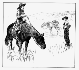 Cowgirl On A Horse Clip Arts - Desenho De Vaqueiras, HD Png Download, Transparent PNG