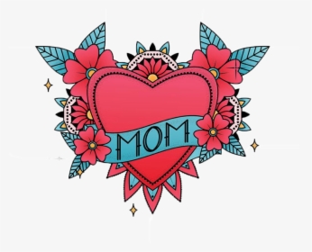Mom Heart In Color Heart- - Colored Mom Heart Tattoo Png, Transparent Png, Transparent PNG