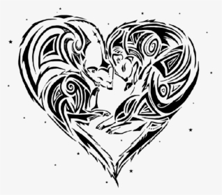Tribal Rodent Couple Curled In Heart Tattoo Design - Valkyrie Wing Tattoo Back, HD Png Download, Transparent PNG