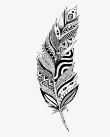 Drawing Feather Boho Transparent Png Clipart Free Download - Black And White Feather Clip Art, Png Download, Transparent PNG