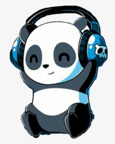 #panda #headphones #music #happypanda #smile #behappy - Cartoon Panda With Headphones, HD Png Download, Transparent PNG