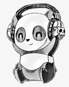 #panda #headphones #music #happypanda #smile #behappy - Cartoon Panda With Headphones, HD Png Download, Transparent PNG