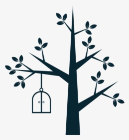 The Tree, Ornament, Bird Cage, Window, Wall, Wall Art - Arbol Con Pajaritos Blanco En Negro, HD Png Download, Transparent PNG