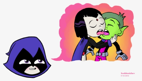 “ Raven And Beast Boy Making Out In Raven’s Head - Raven And Beast Boy Marriage, HD Png Download, Transparent PNG