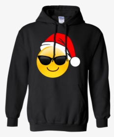 Emoji Christmas Shirt Cool Sunglasses Santa Hat Family - Hoodie, HD Png Download, Transparent PNG