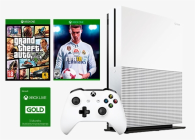 Xbox One S 1tb Console Gta V Fifa 18 3 Months Live - Xbox One S 1 Tb, HD Png Download, Transparent PNG