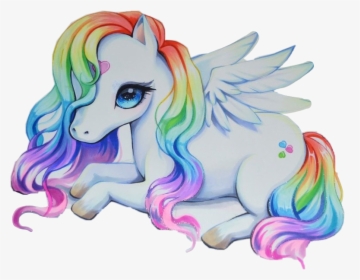 Transparent Rainbow Unicorn Clipart - Drawing Cute Unicorn, HD Png Download, Transparent PNG