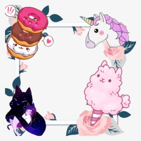 #cute #unicorn #galaxy #frame #cottoncandy #donuts, HD Png Download, Transparent PNG