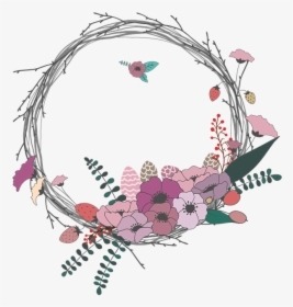 Flowers, Twig, Corolla, Wreath, Lease, Spring - Border Bunga Lingkaran Simple, HD Png Download, Transparent PNG